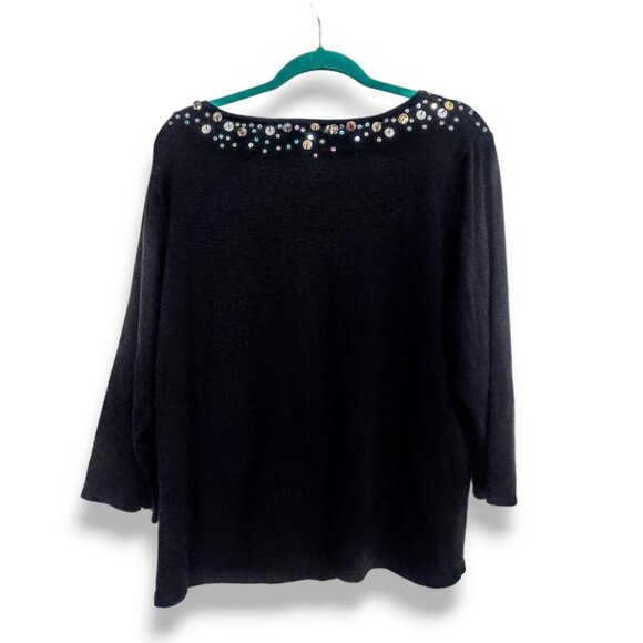 Victor Costa  Ocassion vintage cotton blend black embellished sweater XL - Picture 5 of 6